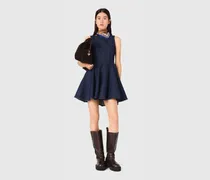 Kurzes Denimkleid Mit Volants - Marineblau