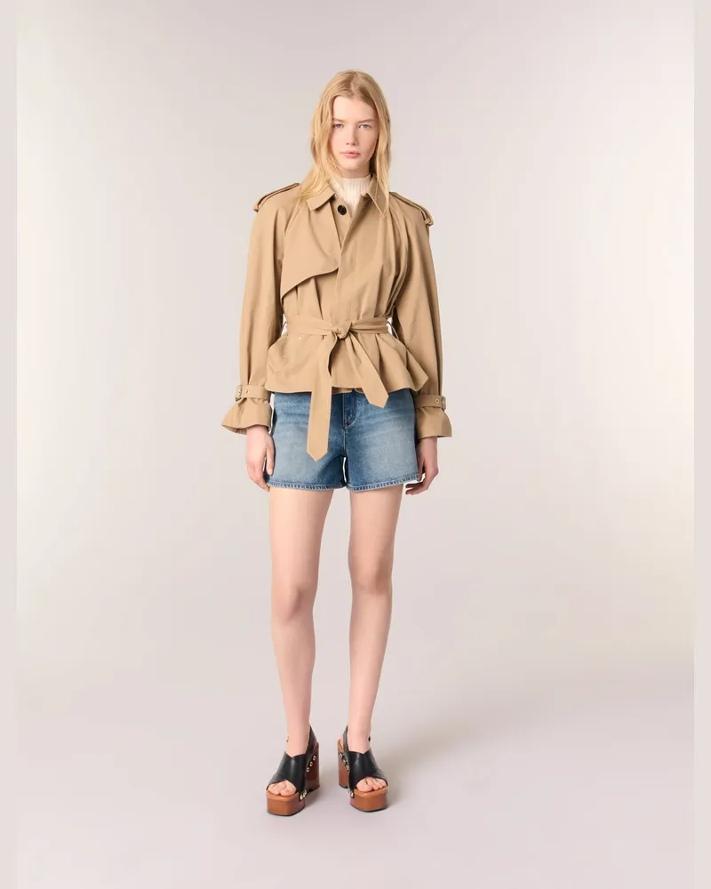 Maje Kurzer Trenchcoat Mit Nieten - Beige Beige