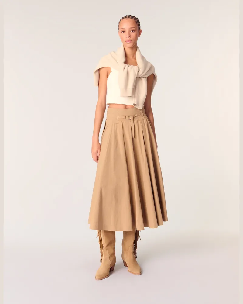 Maje Langer Baumwoll-plisseerock - Beige Beige