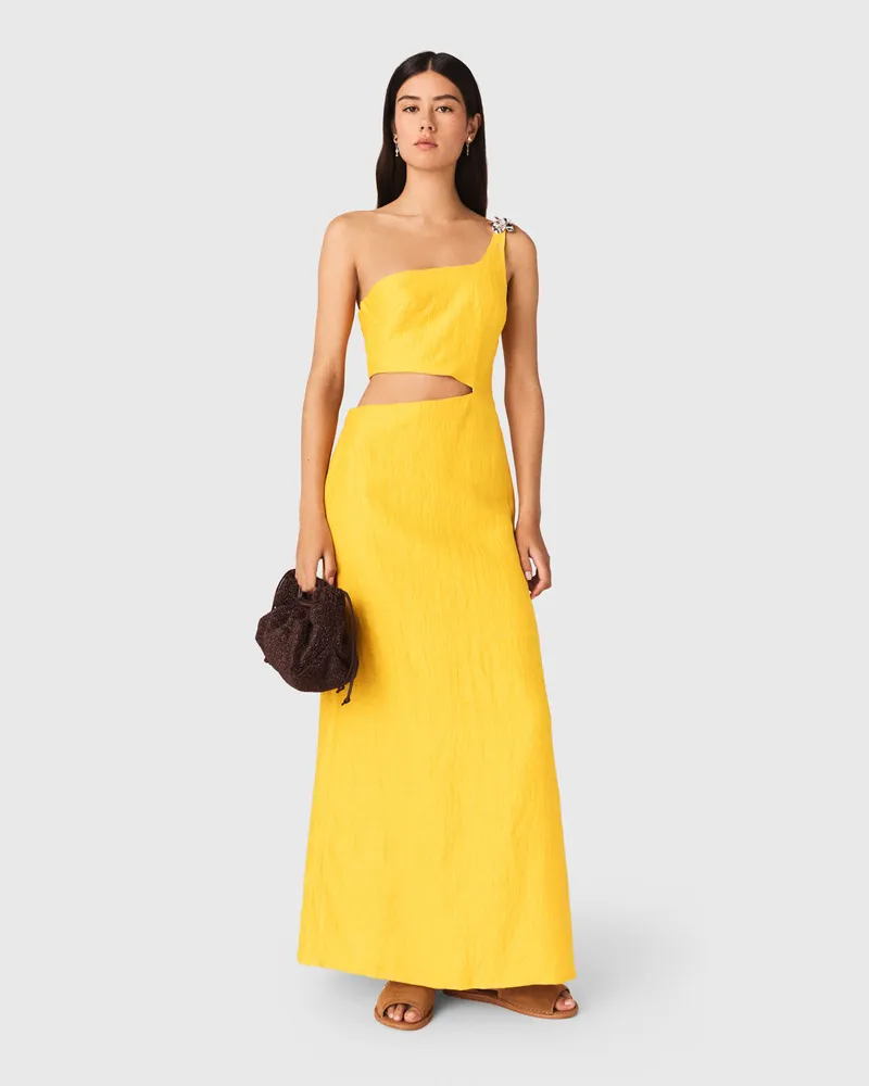 Maje Asymmetrisches Leinen-mix-kleid - Orange Orange