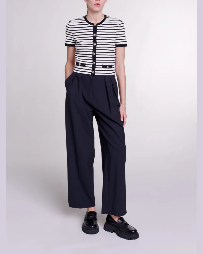 Maje Weite Hose Mit Gürtel - Schwarz Schwarz