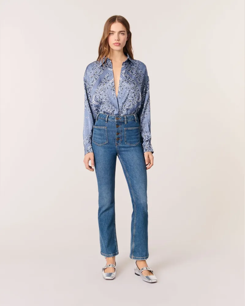 Maje Fließendes Hemd Mit Druckmuster - Bleu Bandana Print Bleu
