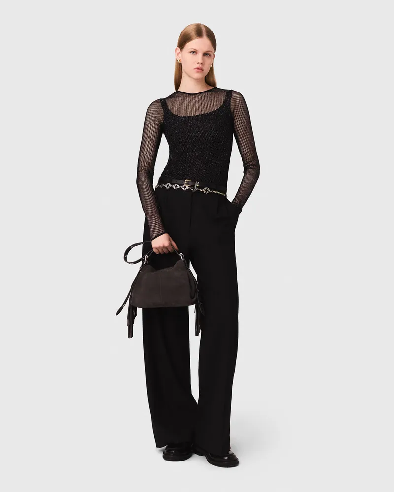 Maje Strass-top Aus Jersey - Schwarz Schwarz