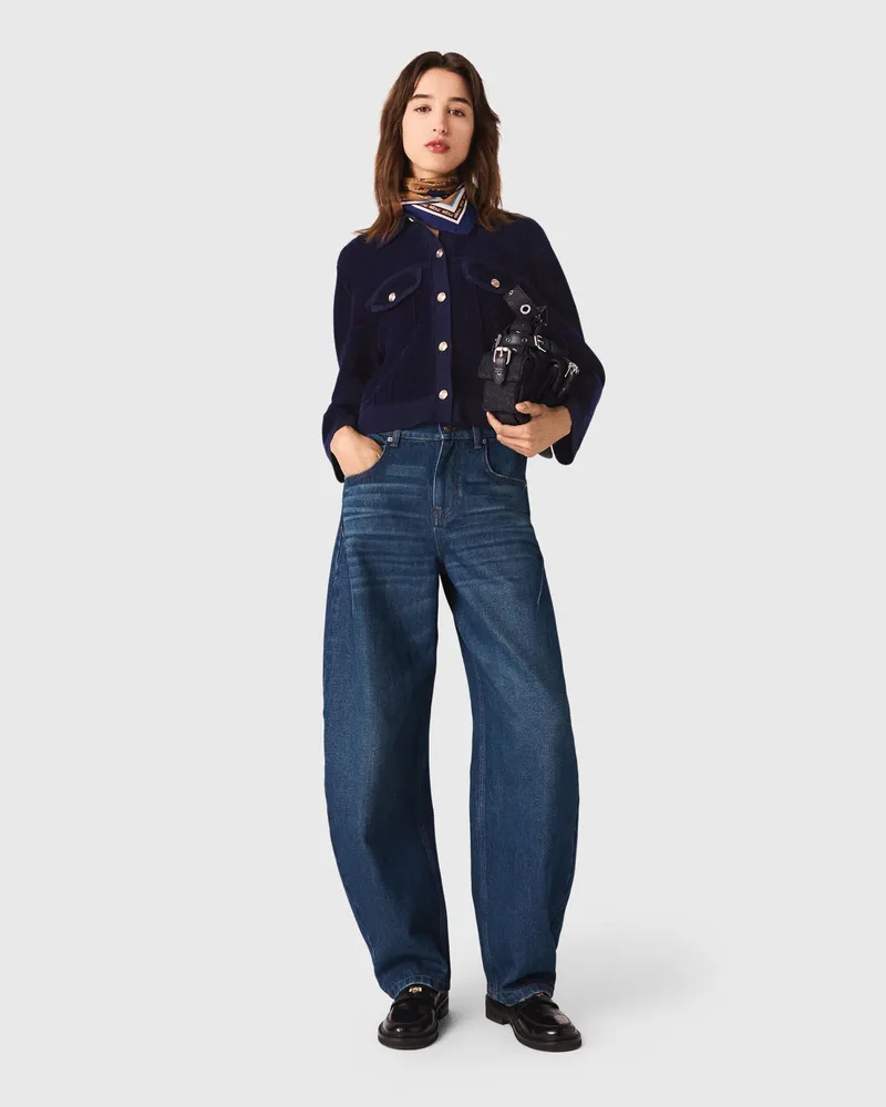 Maje Kurze Samtjacke - Marineblau Marine