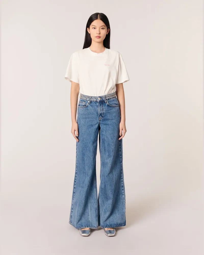 Maje Flared Jeans Mit Nietengürtel - Jeansblau Jeansblau