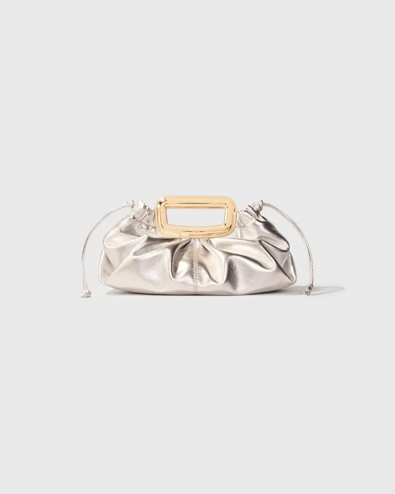 Maje Clutch Aus Leder Mit Metallgriff - Silber Silber