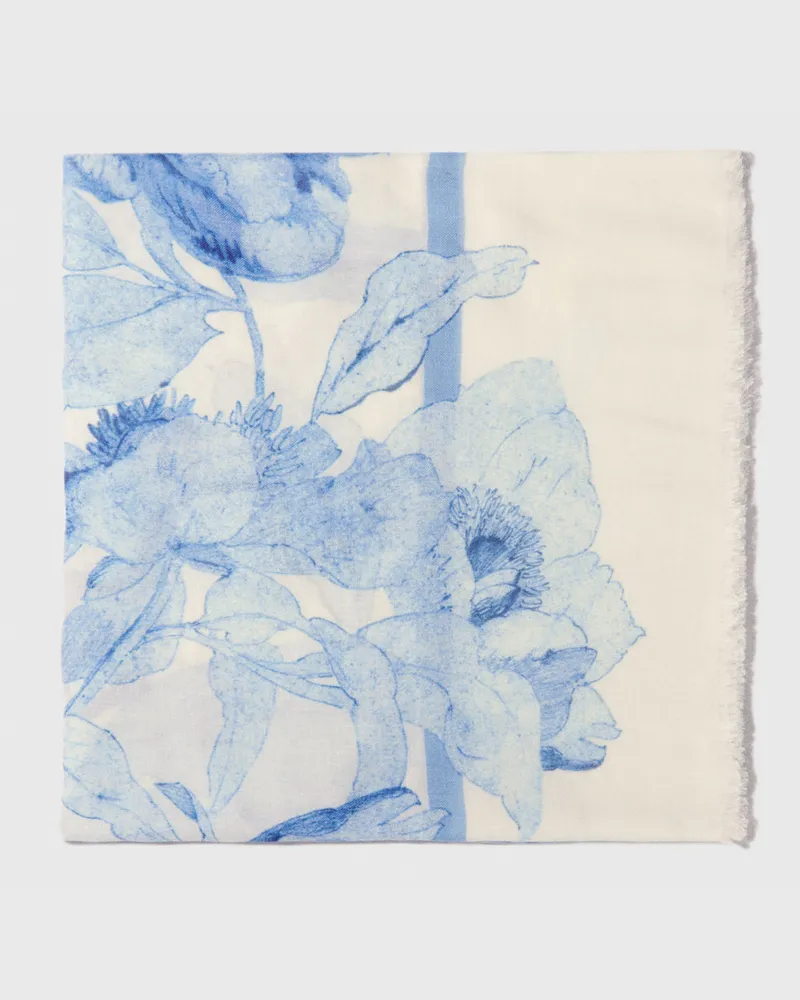 Maje Schal 140x140 Zum Thema „aquarell" - Weiß/blau Weiß