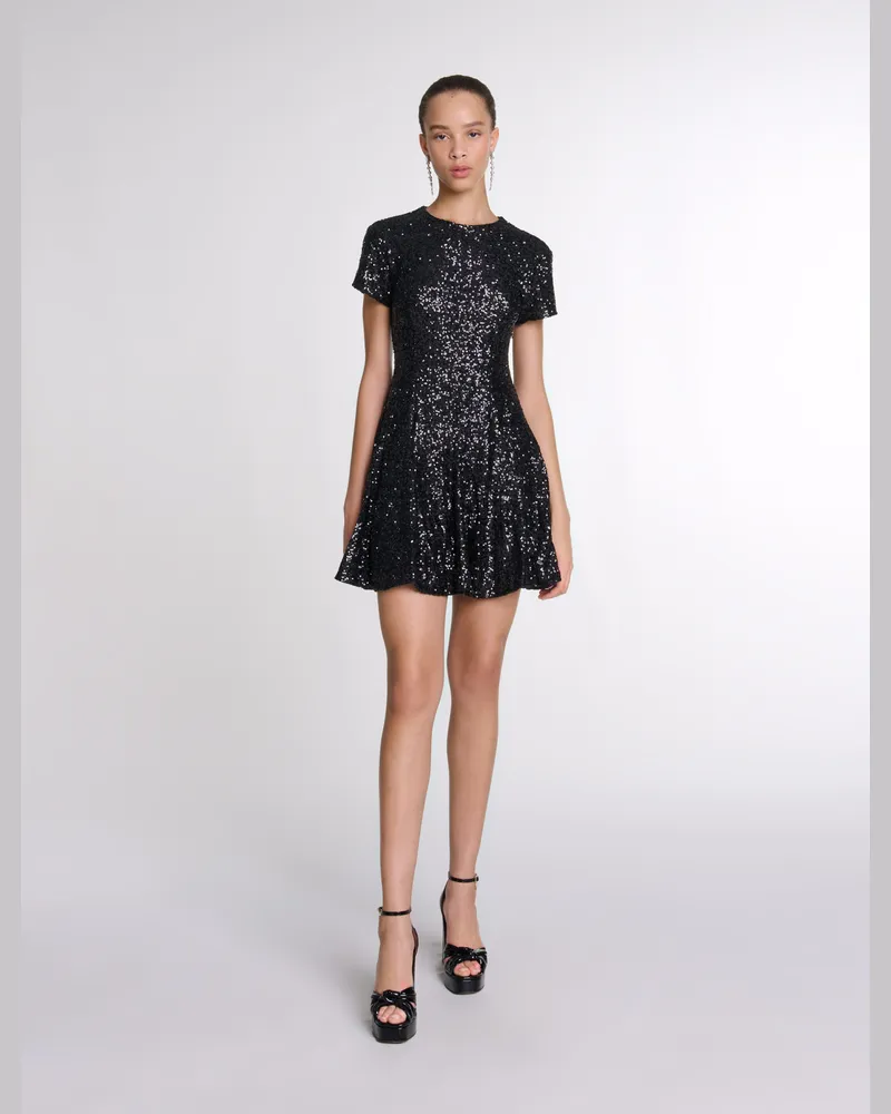 Maje Kurzes Paillettenkleid - Abendkleid - Schwarz Schwarz