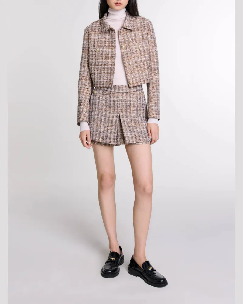 Maje Kurze Tweed-jacke - Braun Braun