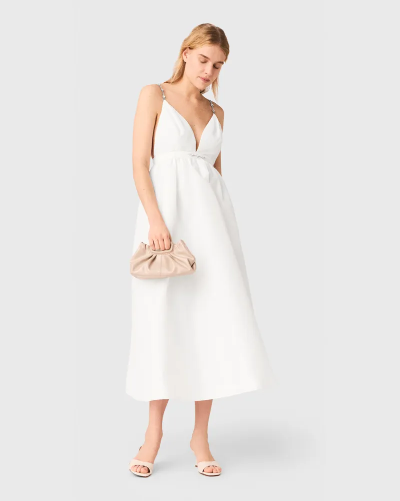 Maje Langes Taftkleid Mit Schmuck - Weiß Weiß