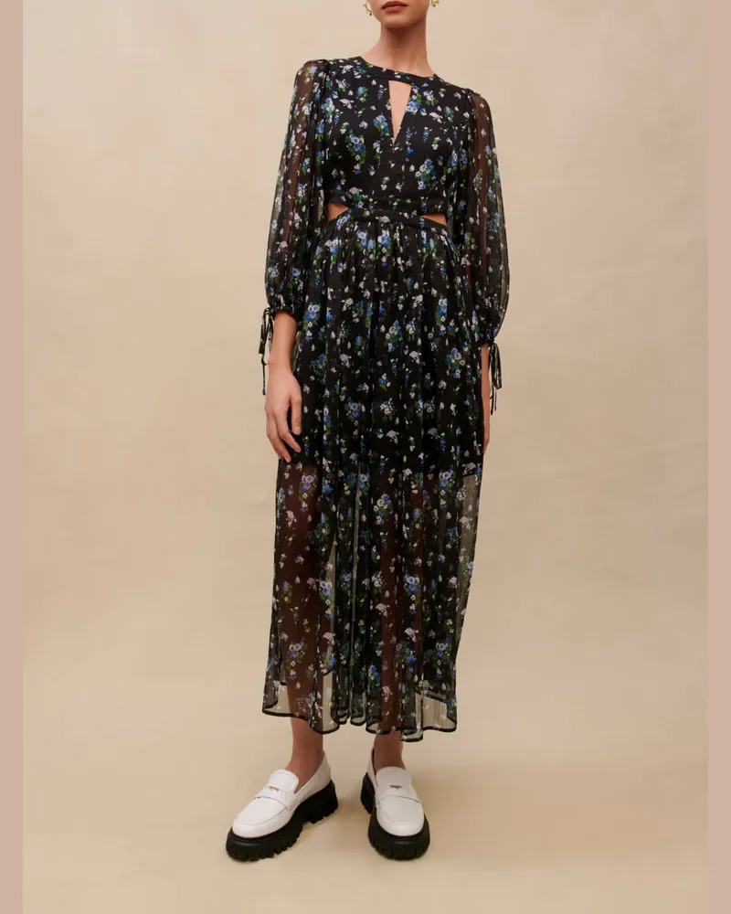 Maje Langes, Durchbrochenes Kleid - Strauß Blau Strauß