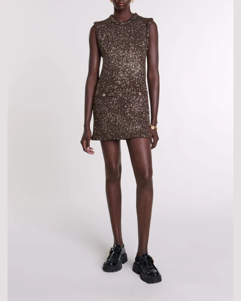 Maje Kurzes Paillettenkleid - Abendkleid - Braun Braun