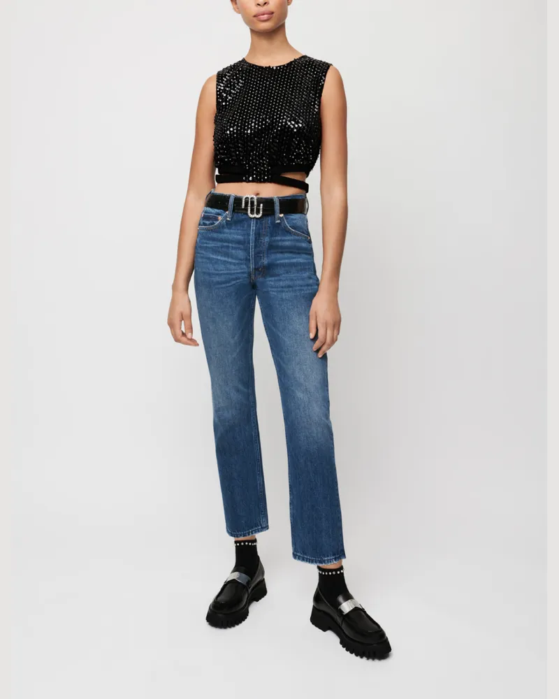 Maje Crop Top Mit Pailletten - Schwarz Schwarz