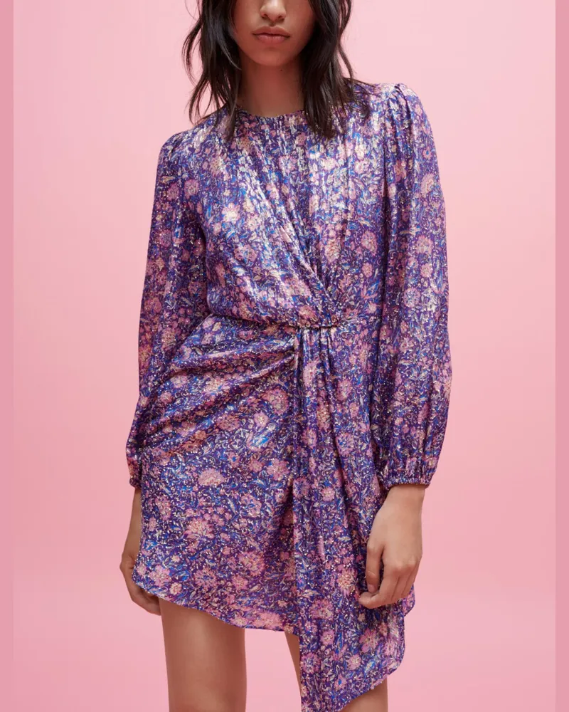 Maje Bedrucktes Viskosekleid - Dahlie Violett Dahlie
