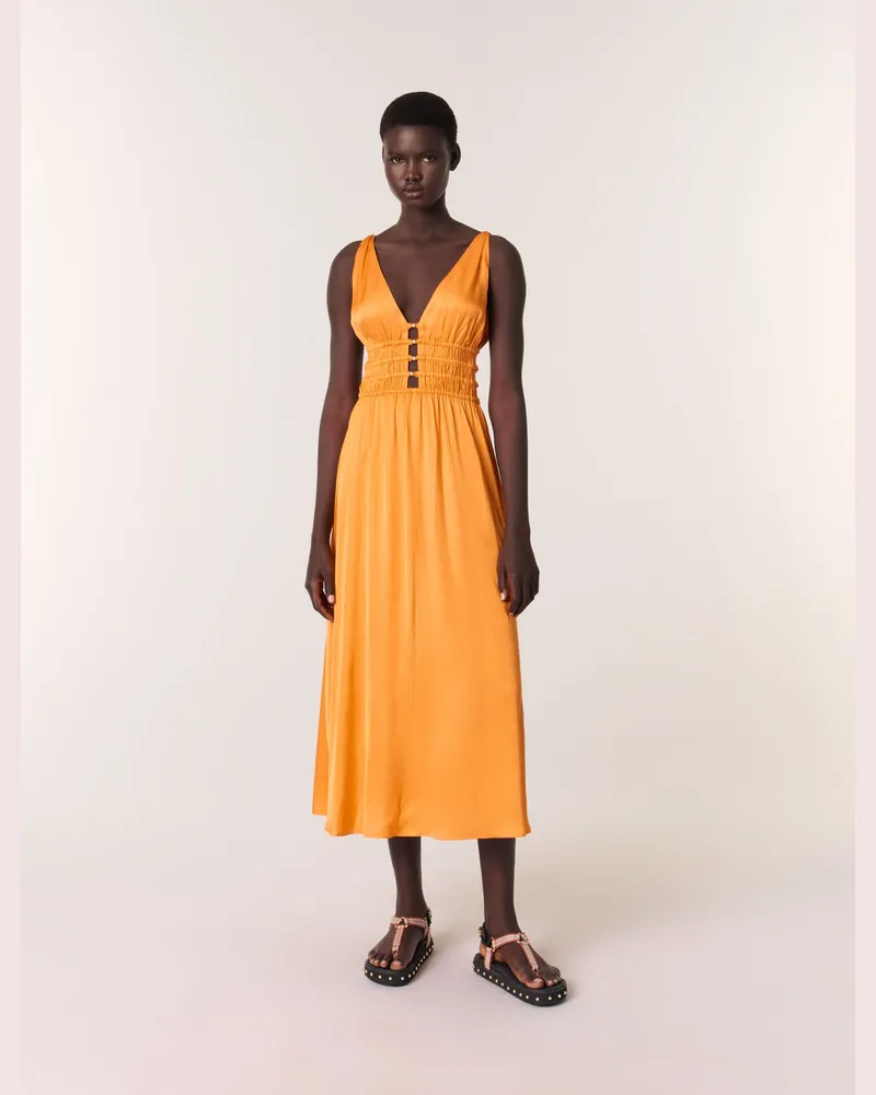 Maje Langes Satinkleid - Orange Orange