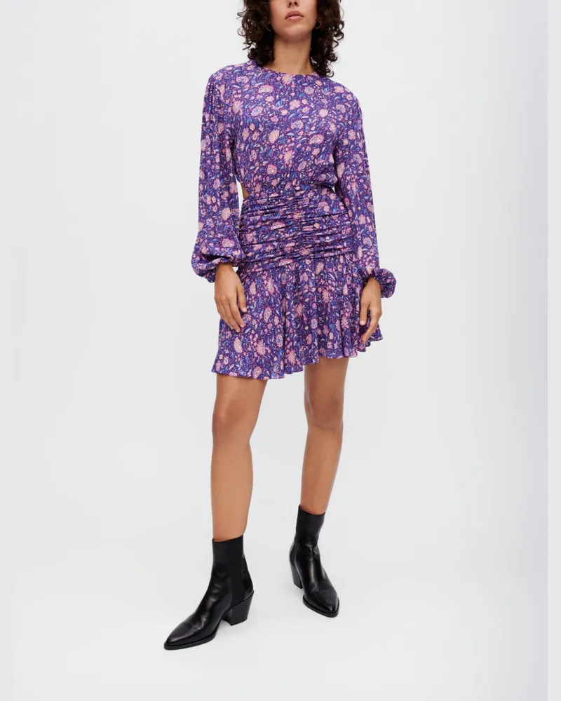 Maje Kleid Aus Bedruckter Viskose Dahlia - Dahlie Violett Dahlie