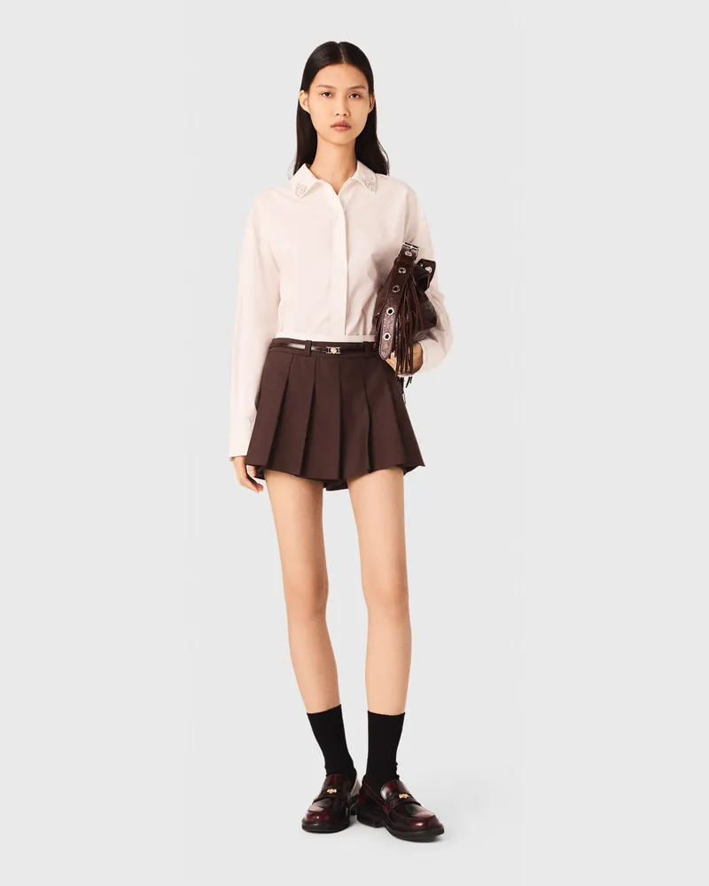 Maje Plissierte Trompe-l'ail-shorts - Braun Braun
