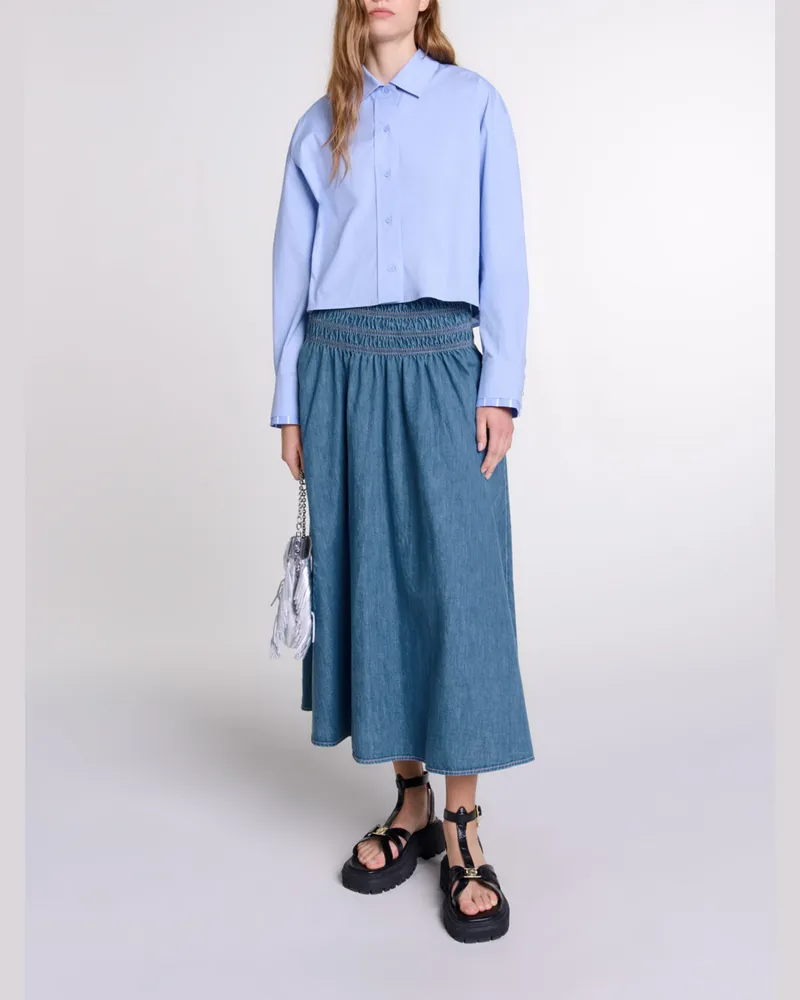 Maje Geraffter Jeansrock - Jeansblau Jeansblau