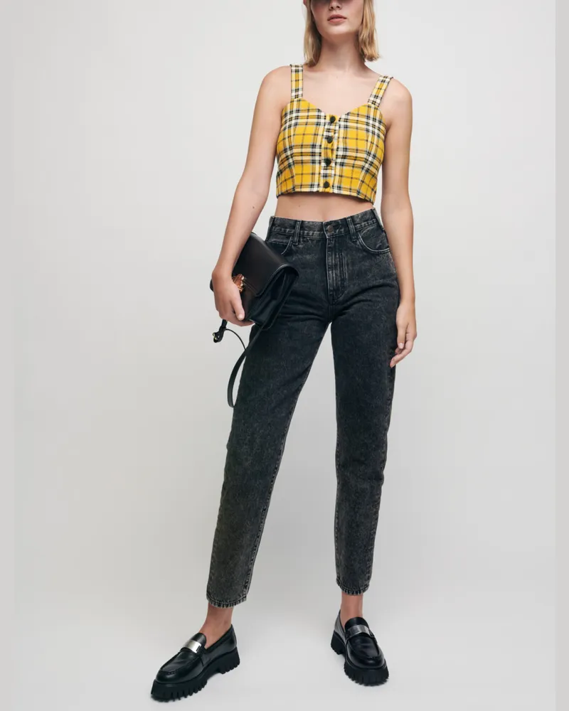 Maje Crop Top Mit Karos In Tartan-optik - Gelb Gelb