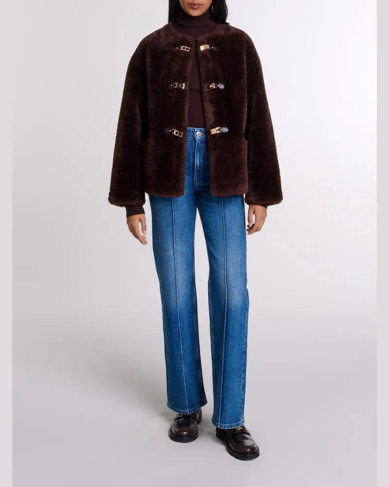 Maje Kurzer Kunstpelzmantel - Braun Braun