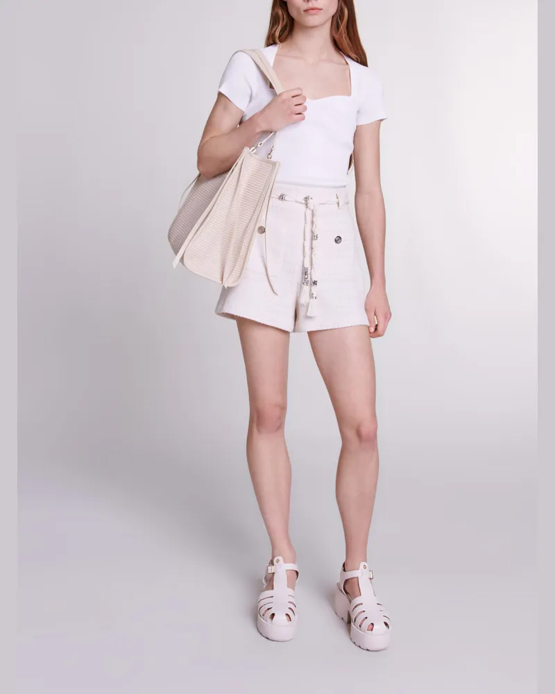 Maje Tweed-shorts - Ecru Ecru