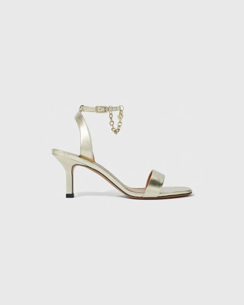 Maje Sandalen Aus Metallic-leder In Gold - Hellgold Hellgold