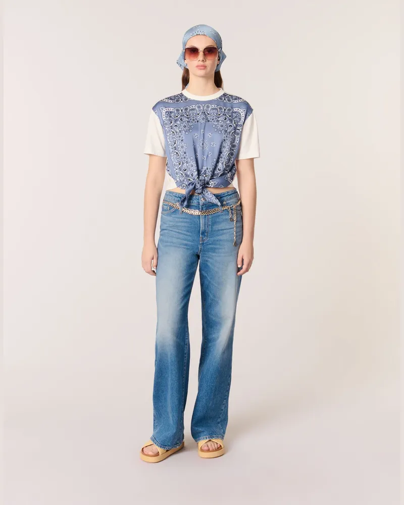 Maje Geknotetes T-Shirt Mit Print - Bleu Bandana Print Bleu