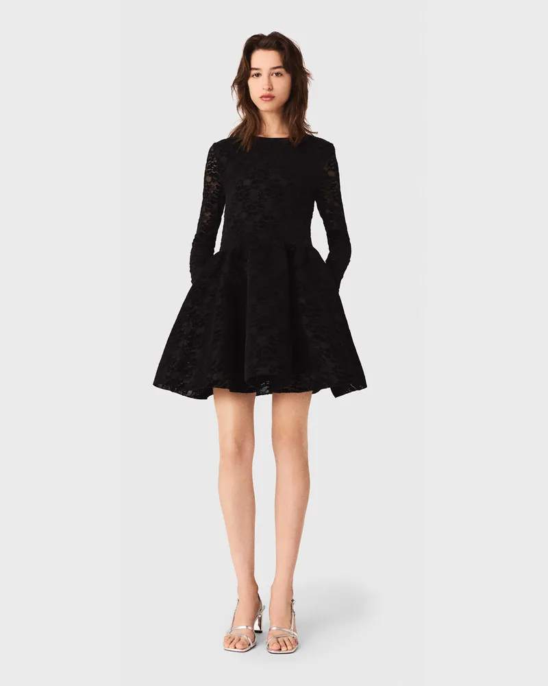 Maje Kurzes Ausgestelltes Samtkleid - Schwarz Schwarz