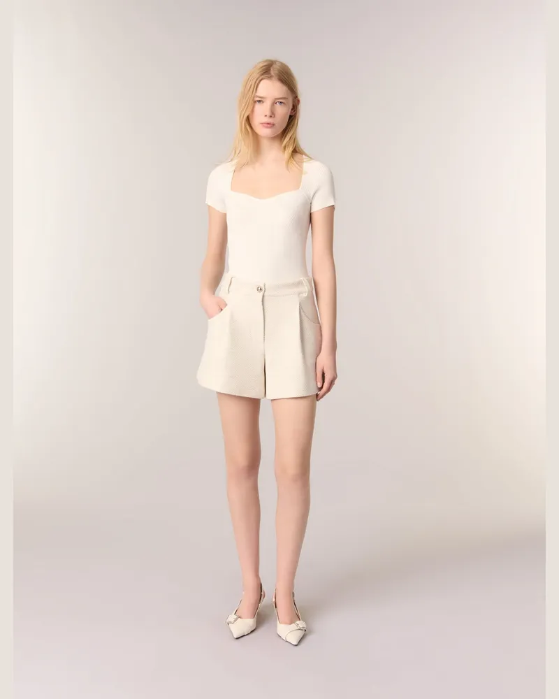 Maje Shorts Aus Tweed Und Lurex - Ecru Ecru