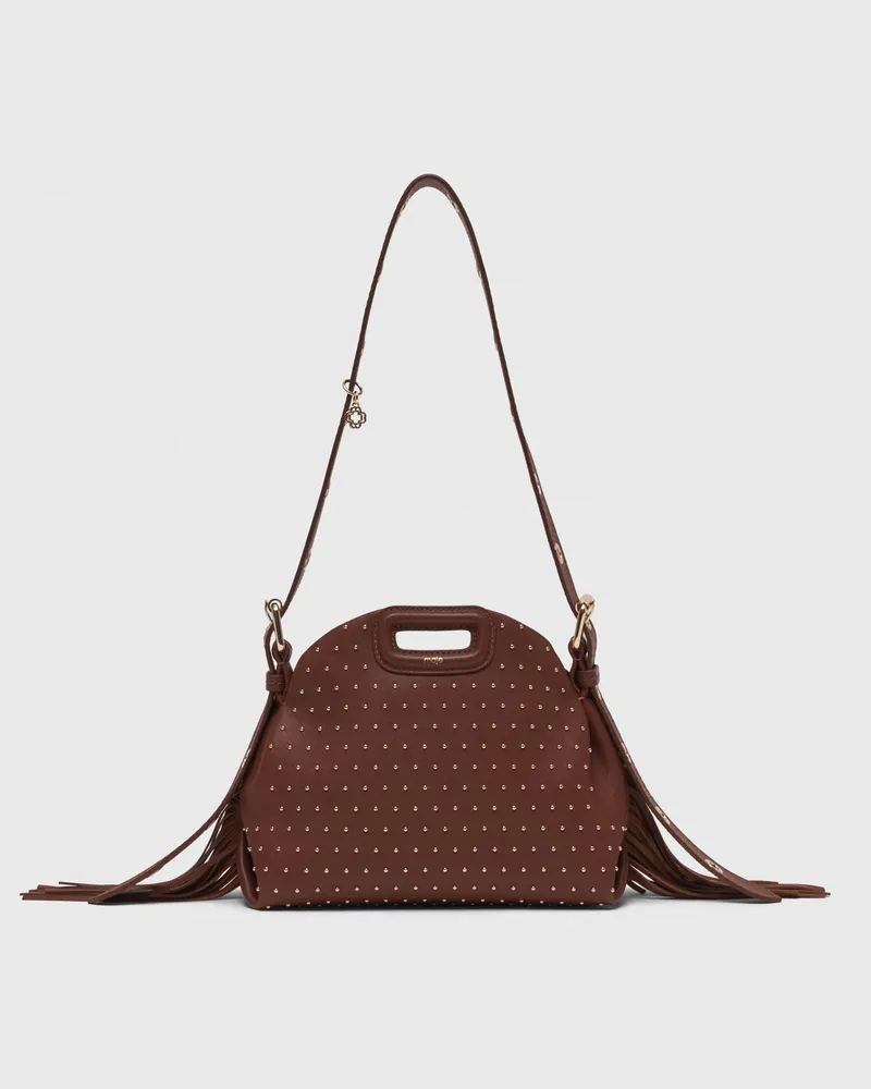 Maje Tasche Miss M Mini, Leder Nieten - Braun Braun