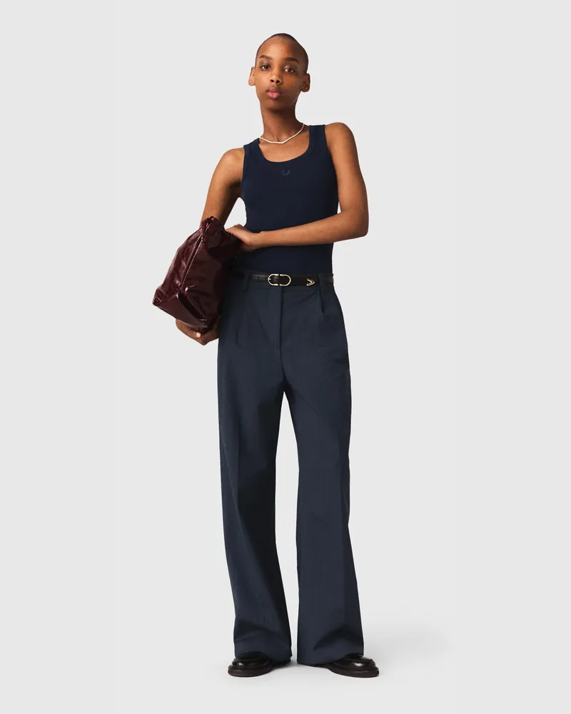 Maje Geripptes Tanktop - Marineblau Marine