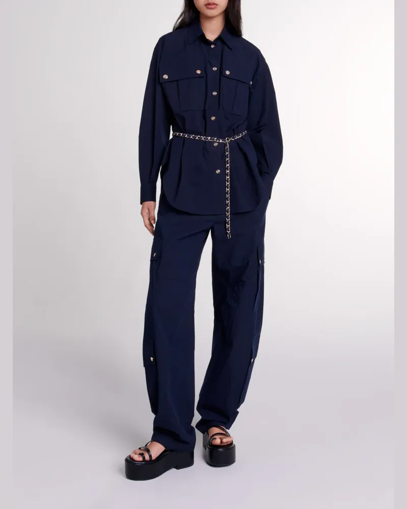 Maje Langes Hemd Mit Gürtel - Marineblau Marine