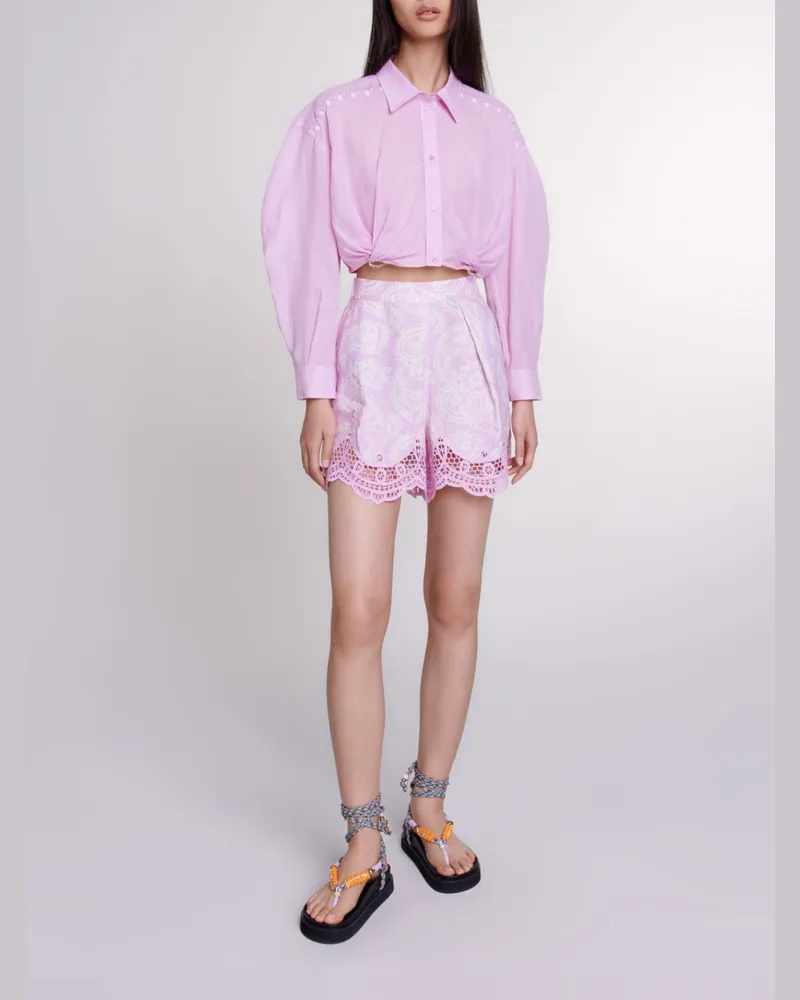 Maje Kurzes Hemd Aus Ramie - Rosa Rosa