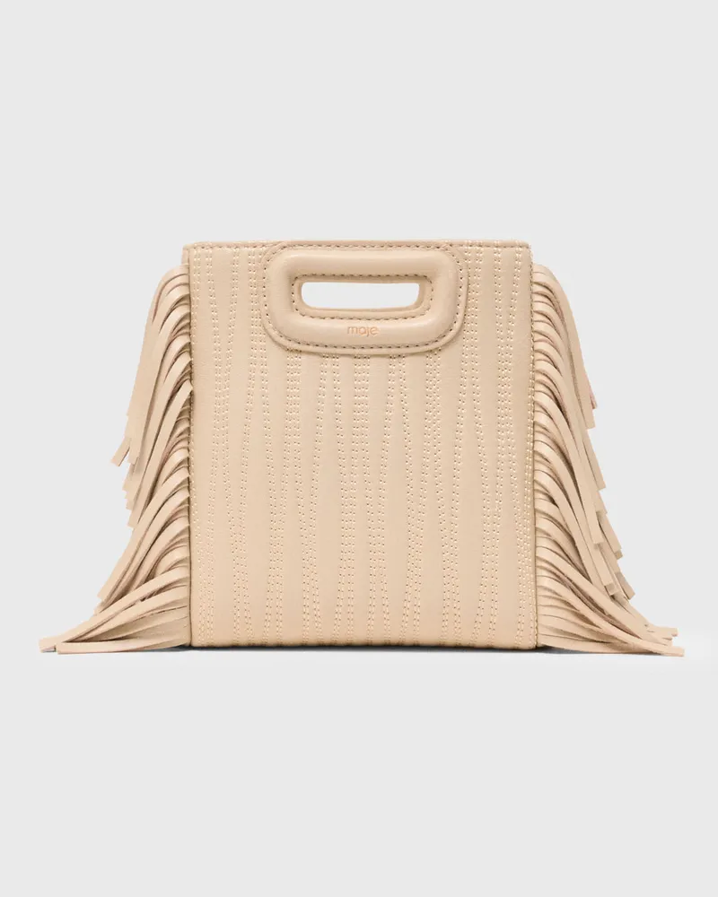 Maje Minitasche M, Abgestepptes Leder - Creme Creme