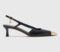 Slingback-pumps Aus Glattleder - Schwarz