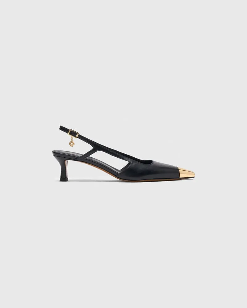 Maje Slingback-pumps Aus Glattleder - Schwarz Schwarz