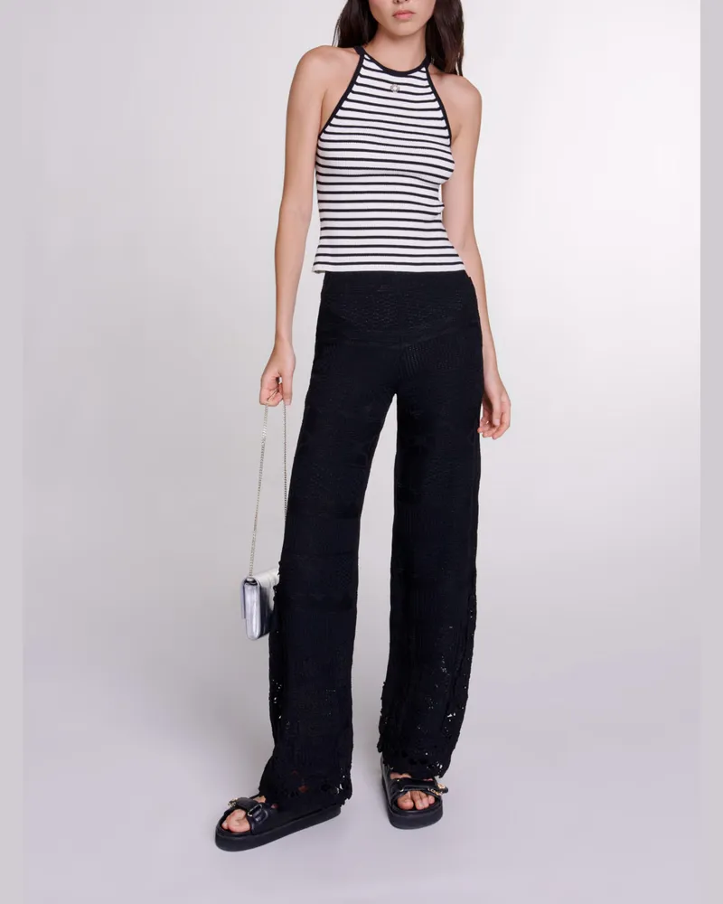 Maje Gestreiftes Top - Schwarz / Weiß Schwarz