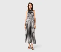 Langes Plissiertes Kleid - Silber