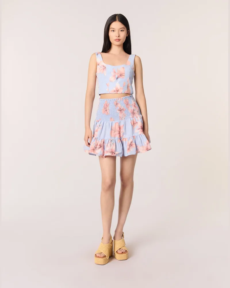 Maje Ausgestellter Bedruckter Taftrock - Imprime Fleur Orange Imprime