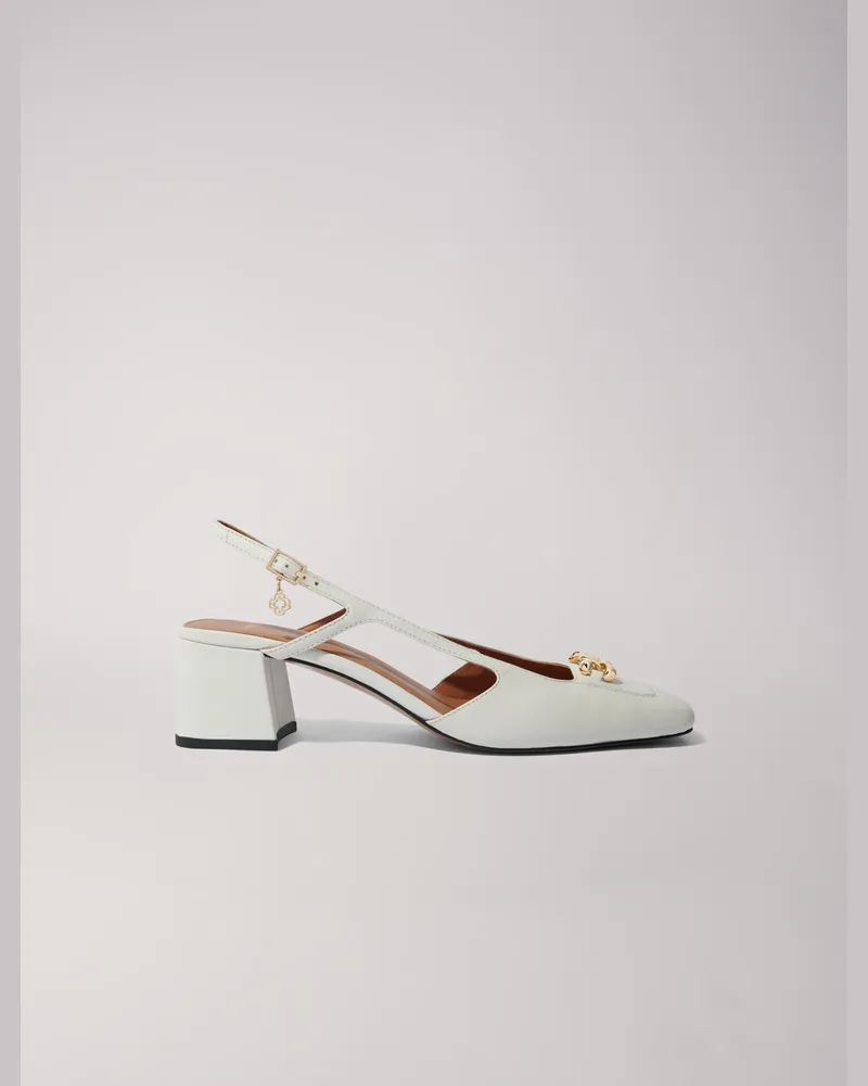 Maje Pumps Mit Eckiger Spitze Aus Leder - Ecru Ecru
