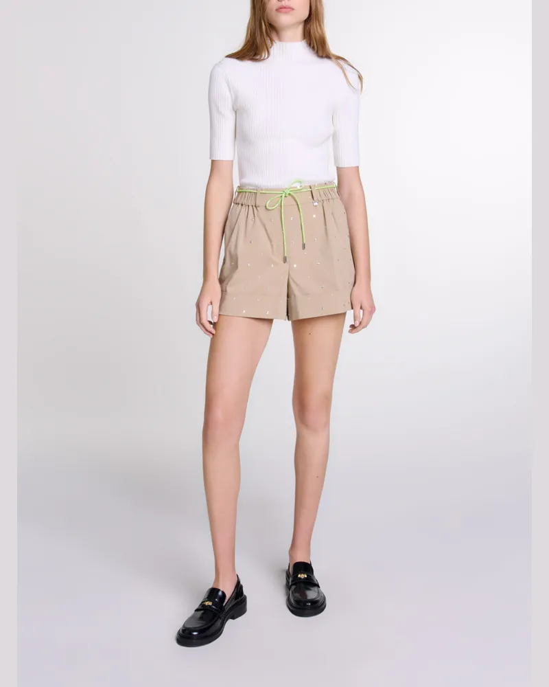 Maje Baumwollshorts Mit Nieten - Beige Beige