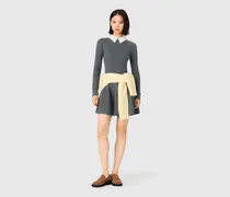 Kurzes Strickkleid Mit Perlenkragen - Grau