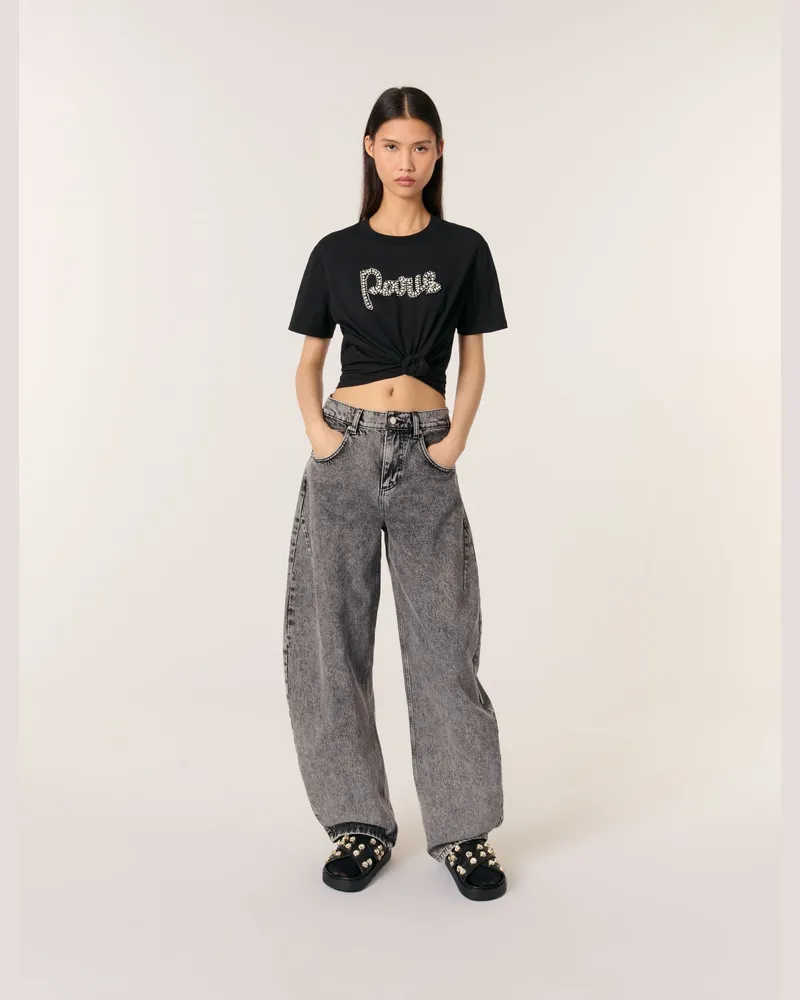Maje T-Shirt Mit Stickerei - Schwarz Schwarz