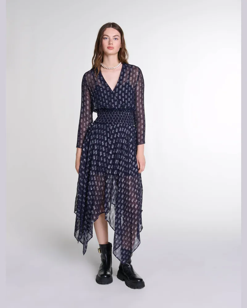 Maje Asymmetrisches Langes Kleid - Festliche Kleidung - Marineblau Marine