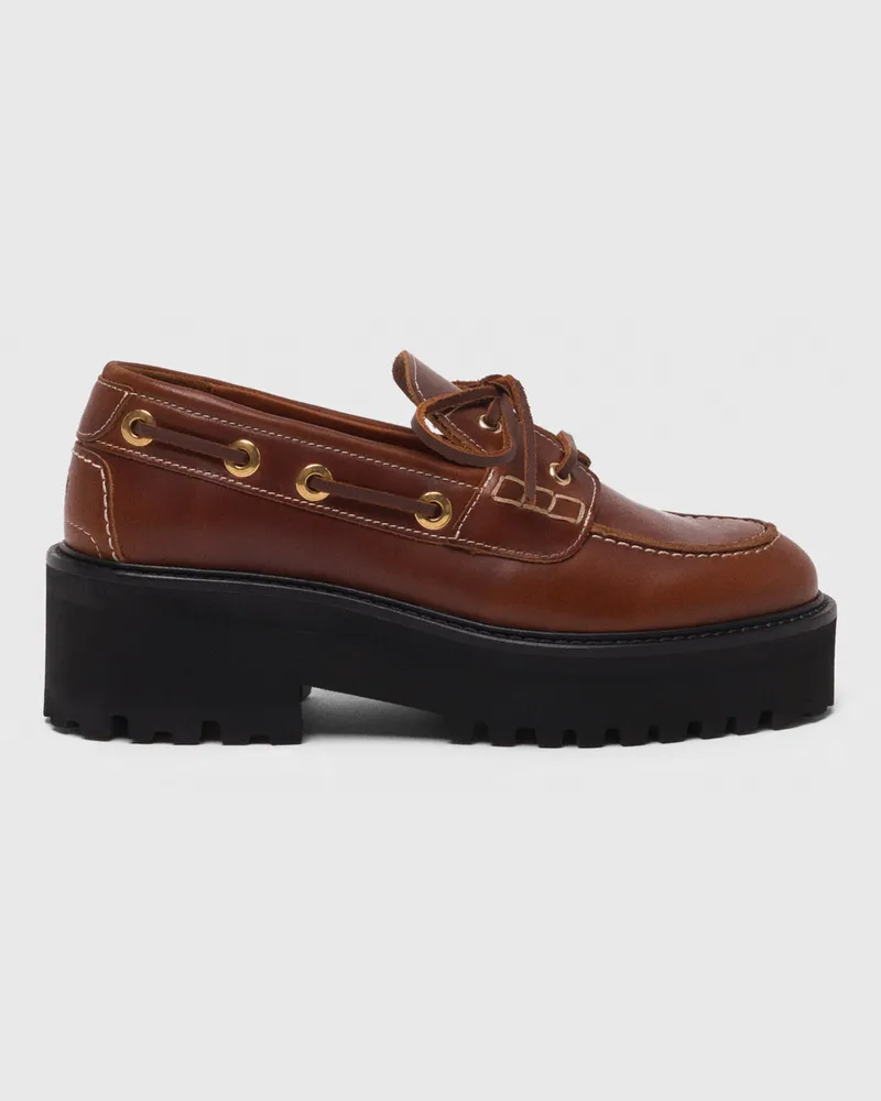 Maje Bootsschuh Mit Klobiger Sohle - Braun Braun
