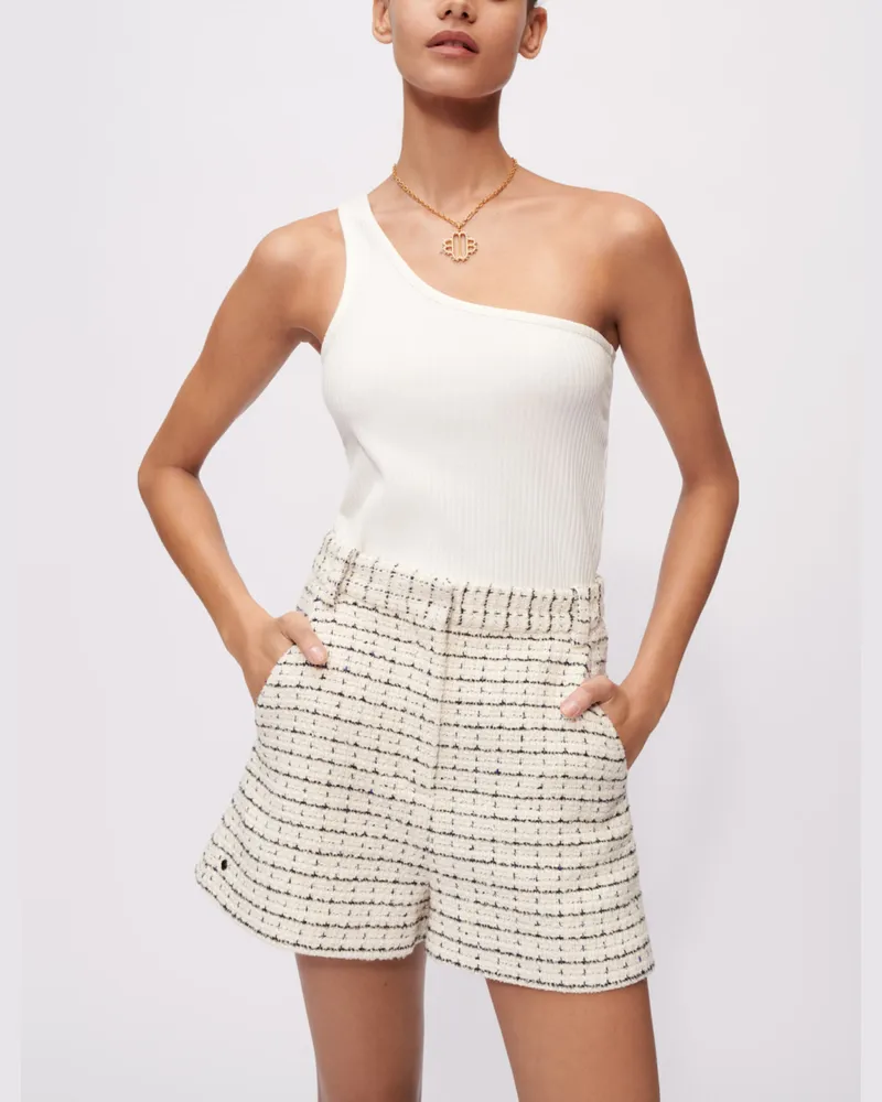 Maje One Shoulder Stretch T-Shirt - Weiß Weiß