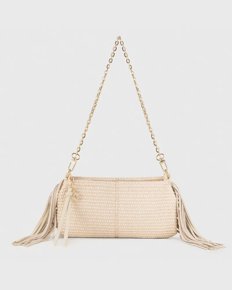 Maje Miss M-clutch In Bast-optik - Beige Beige