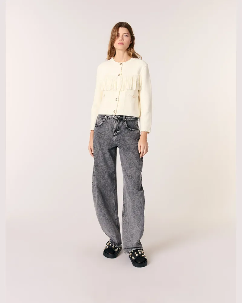 Maje Cardigan Mit Fransen - Ecru Ecru