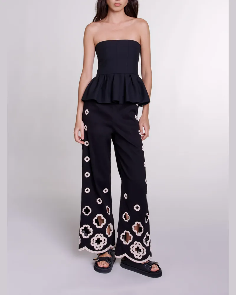Maje Lange Gehäkelte Hose - Schwarz Schwarz