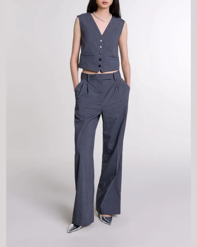 Maje Strassbesetzte Jacke - Rayure Tennis Grise Strassee Rayure